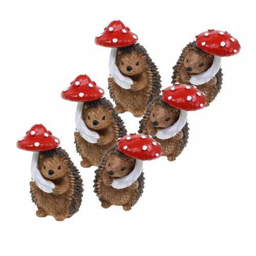 Floristik24 Autumn figurine hedgehog with mushroom H7cm 6pcs