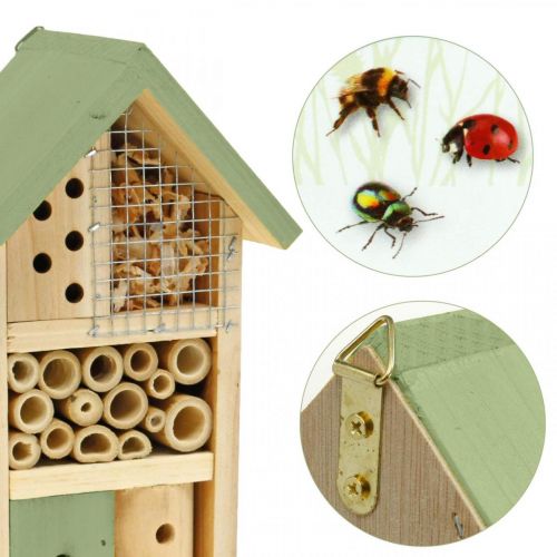 Insect hotel green wood nesting aid garden insect house H26cm