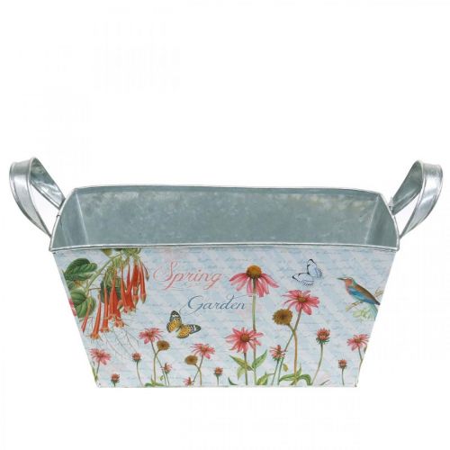 Floristik24 Jardiniere planter with handles metal flowers spring decoration 23 × 14 × 11cm