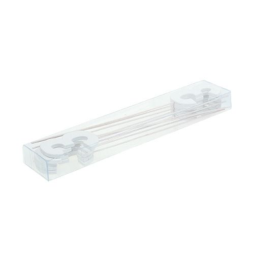 Floristik24 Anniversary number &quot;3&quot; on the stick white L27cm 10pcs