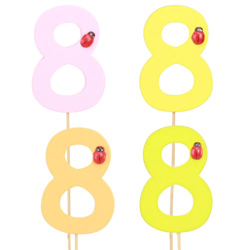 Product Anniversary number &quot;8&quot; Colorful number plug wood 7.5cm 16 pcs