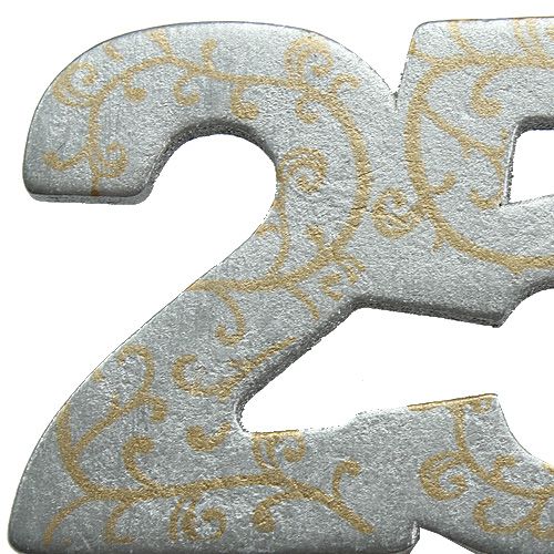 Product Anniversary number &quot;25&quot; made of wood silver 36pcs