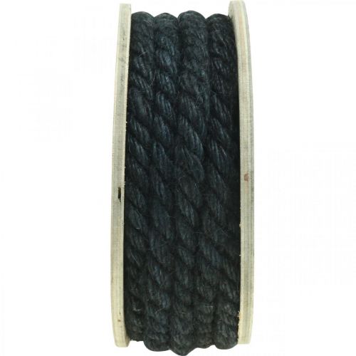 Jute cord black, decorative cord, natural jute fiber, decorative rope Ø8mm 7m