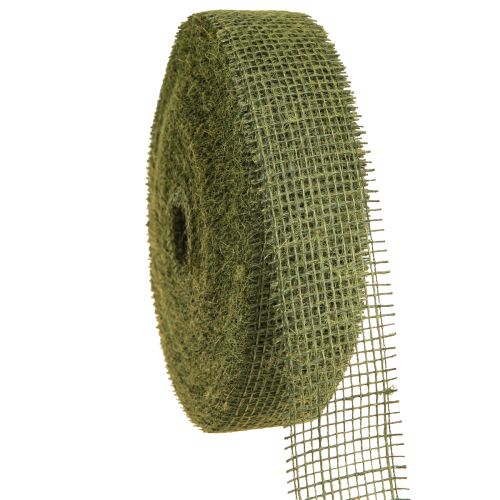 Jute Ribbon Mesh Ribbon Decorative Ribbon in Green Olive 5cm 40m