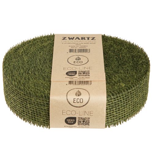 Product Jute Ribbon Mesh Ribbon Decorative Ribbon in Green Olive 5cm 40m
