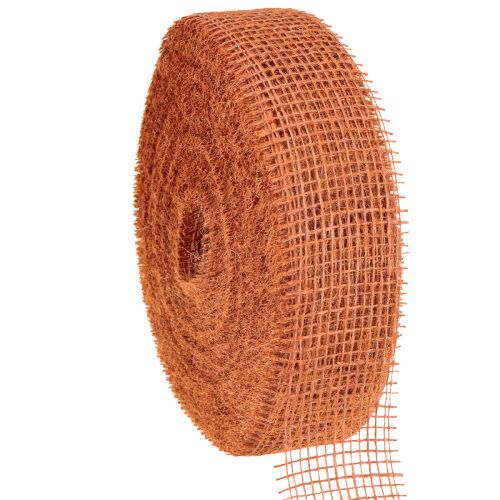 Jute ribbon, red-orange, mesh ribbon, jute, ecological, terracotta, 5cm wide, 40m long