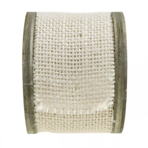 Natural jute ribbon, deco ribbon, natural fiber jute bleached, white W45mm L3m
