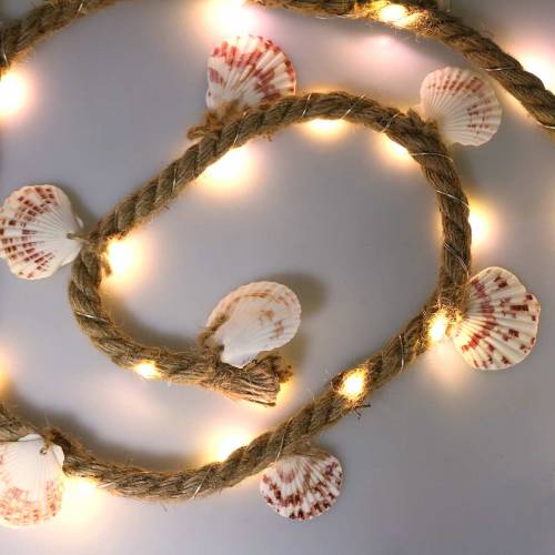 Floristik24 Jute cord with shells and LED 200cm decoration fish restaurant