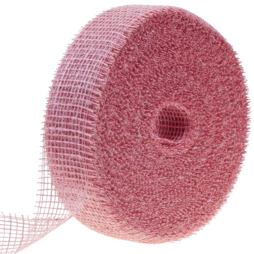 Jute tape, net tape, table tape, deco tape, jute, light pink, 5 cm, 40 m