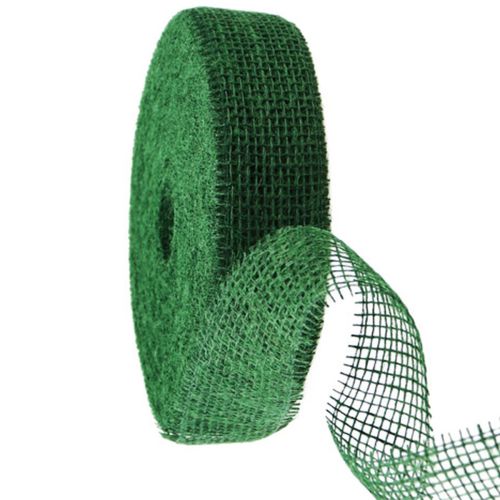 Dark green jute ribbon, 5cm wide, 40m long buy online | Floristik24.ie