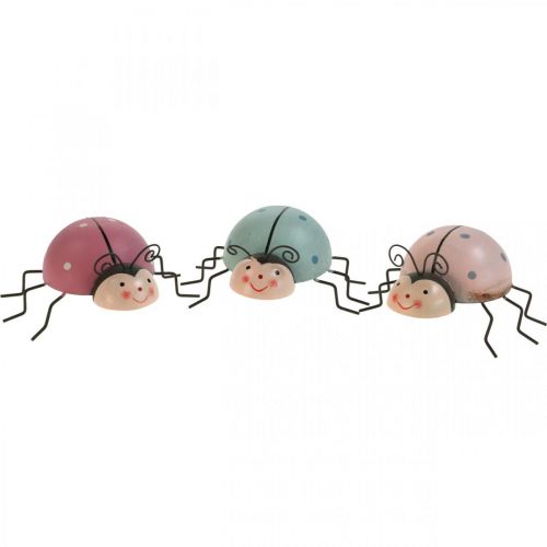 Floristik24 Beetle Decoration Figure Pastel Spring Decoration Metal 8.5×10.5cm 3 pcs