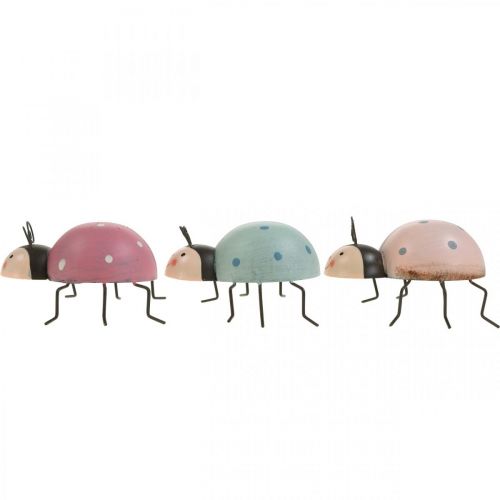 Floristik24 Beetle Decoration Figure Pastel Spring Decoration Metal 8.5×10.5cm 3 pcs