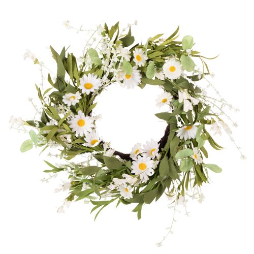 Floristik24 Artificial daisy wreath, natural look and durable, for door and wall decoration, 55cm