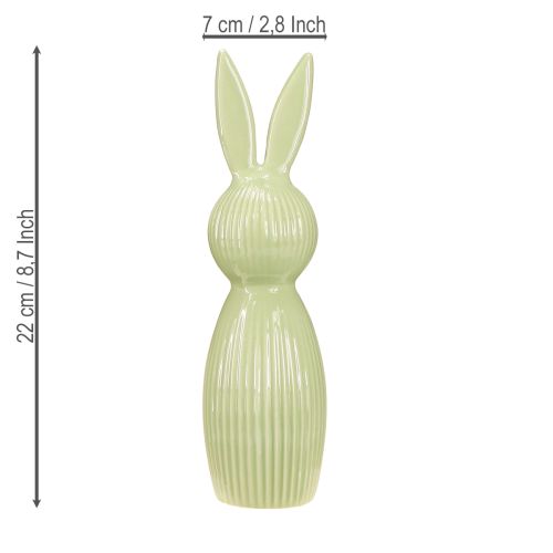 Product Ceramic Easter bunny figurine in pastel green, table decoration, 22cm, 2 pieces