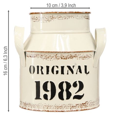 Product Jug Metal Decoration "Original 1982" Cream Rust H16cm 2pcs