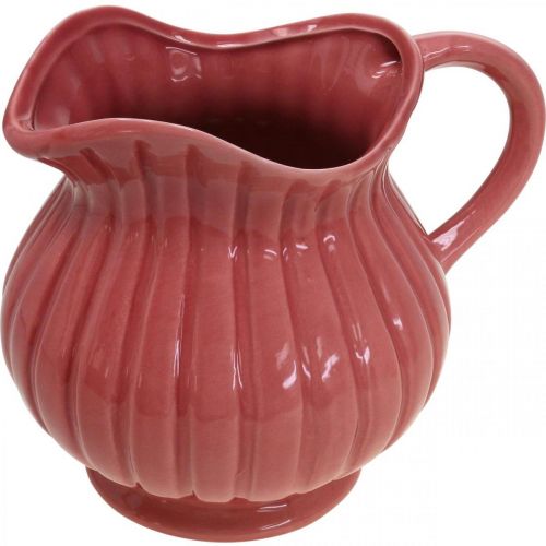 Floristik24 Decorative vase, jug with handle ceramic white, pink, red H14.5cm 3pcs