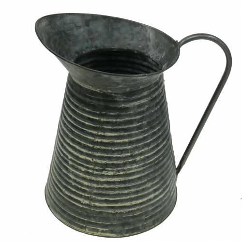 Floristik24 Decorative watering can zinc gray black washed Ø18cm H26cm
