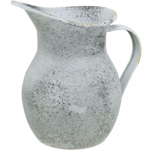 Floristik24 Decorative jug metal washed white shabby chic H18.5cm