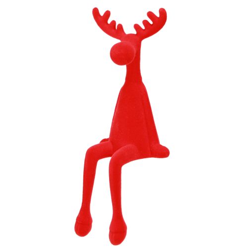 Floristik24 Sitting Moose Shelf Sitter Christmas flocked Red 31cm 3pcs