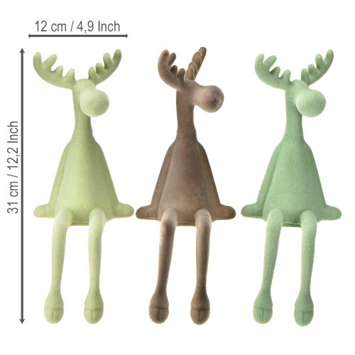 Floristik24 Moose Shelf Sitter Christmas Green brown mint 31cm 3pcs
