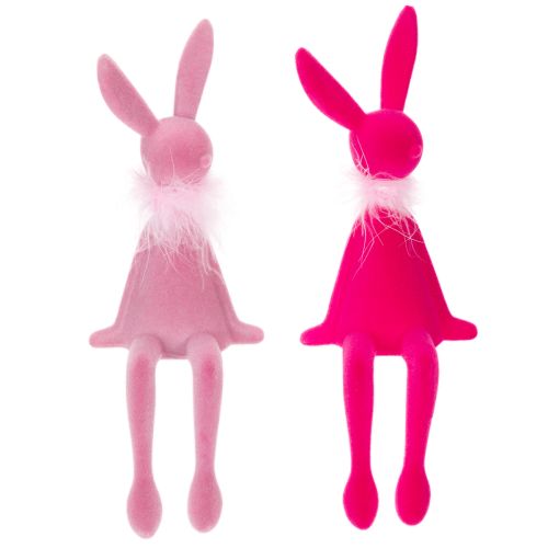 Floristik24 Easter bunny figurine with feather boa, shelf sitter, decorative Easter figure, 27cm, 2 pieces