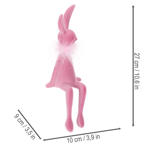 Product Easter bunny figurine with feather boa, shelf sitter, decorative Easter figure, 27cm, 2 pieces