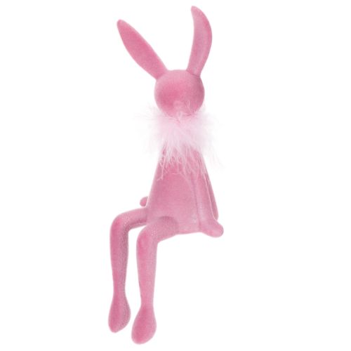 Product Easter bunny figurine with feather boa, shelf sitter, decorative Easter figure, 27cm, 2 pieces