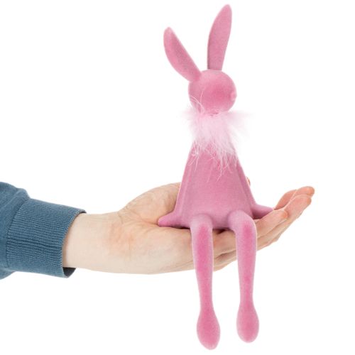 Product Easter bunny figurine with feather boa, shelf sitter, decorative Easter figure, 27cm, 2 pieces