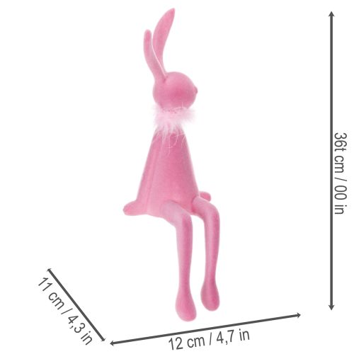 Product Easter bunny decoration, shelf sitter with feather boa for sideboard or shelf, 36cm, 2 pieces
