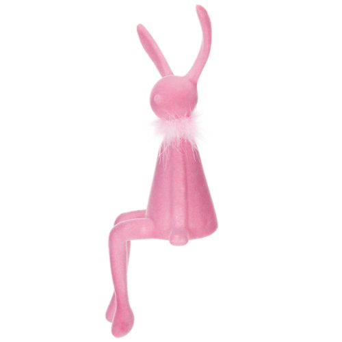 Product Easter bunny decoration, shelf sitter with feather boa for sideboard or shelf, 36cm, 2 pieces