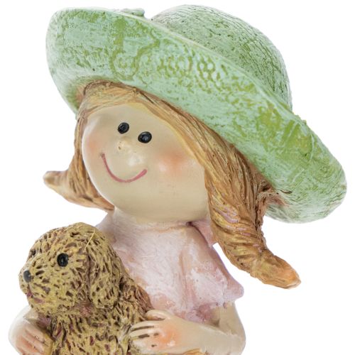 Shelf sitter Smiling girl with dog Ø4.5cm H9.5cm | Floristik24.ie