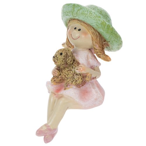 Shelf sitter Smiling girl with dog Ø4.5cm H9.5cm | Floristik24.ie