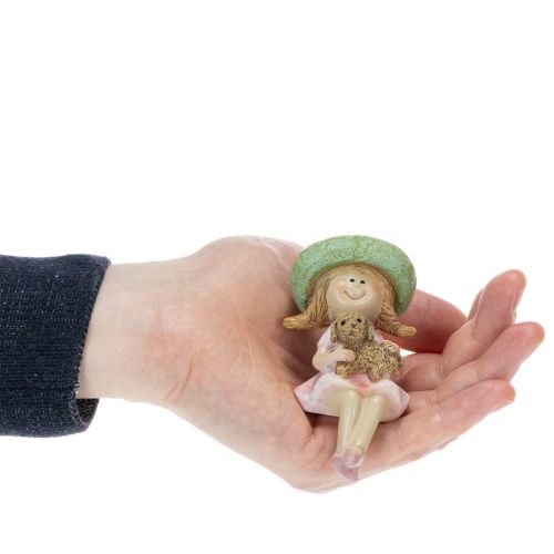 Shelf sitter Smiling girl with dog Ø4.5cm H9.5cm | Floristik24.ie