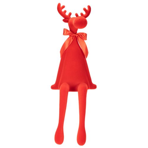Decorative moose figurine, flocked shelf sitter with bow, 80cm | Floristik24.ie