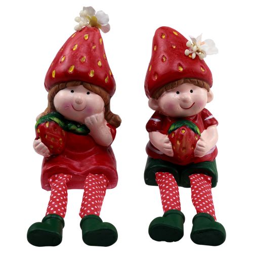 Floristik24 Edge stool strawberry children decorative figures H11.5-13cm 2pcs