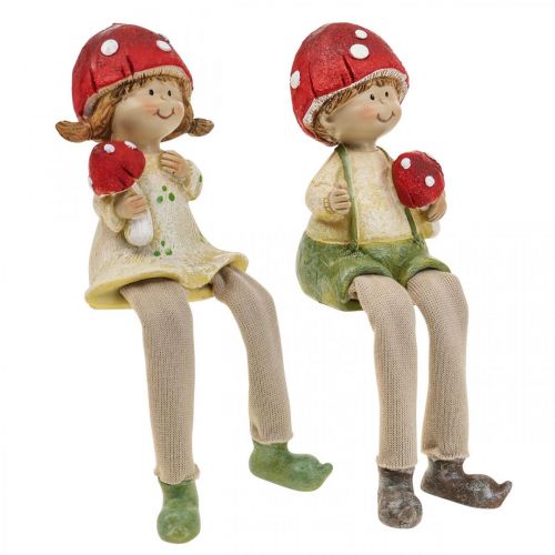 Floristik24 Shelf stool decorative figures boy and girl mushroom children 2pcs