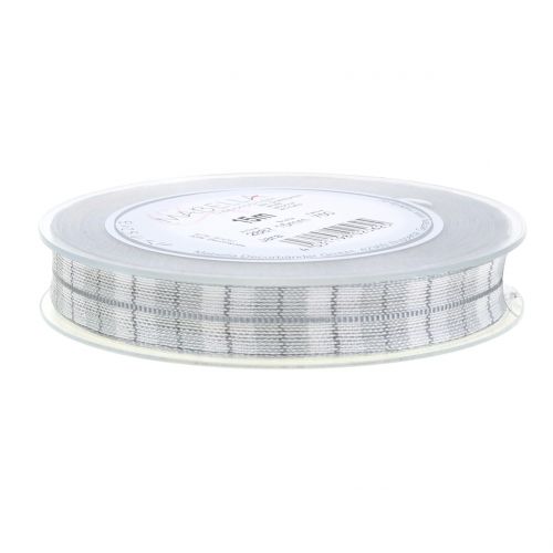 Floristik24 Check ribbon gray 15mm 15m