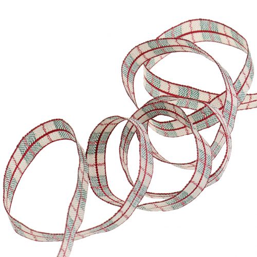 Floristik24 Check ribbon red 15mm 15m