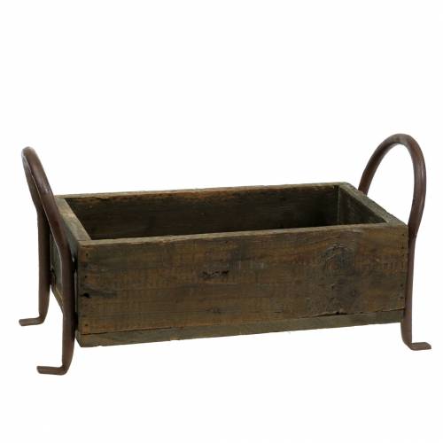 Product Plant box with handles and feet wood, metal brown 33 × 15cm H17.5cm