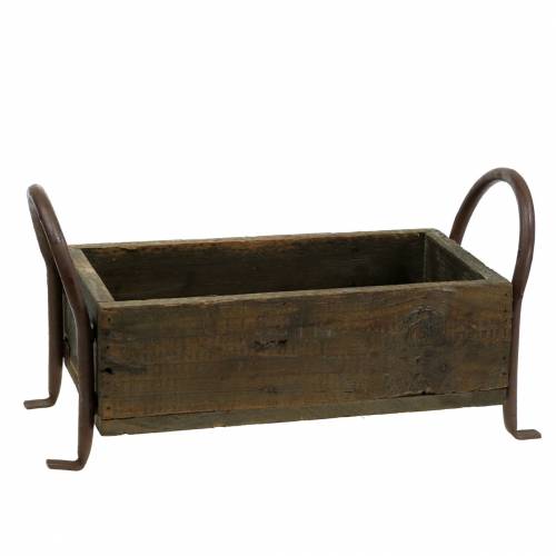Floristik24 Plant box with handles and feet wood, metal brown 33 × 15cm H17.5cm