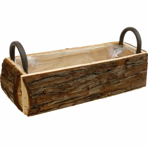 Floristik24 Planter box bark planter with handles natural wooden box