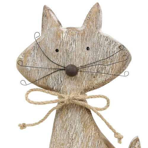 Floristik24 Wooden figure cat nature, white 37cm
