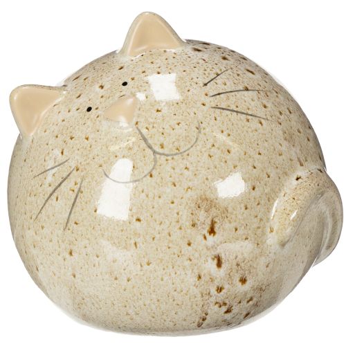 Product Ceramic Cat Decorative Figurine, Round Design for Living Room or Bedroom, 13cm, 2 Pieces