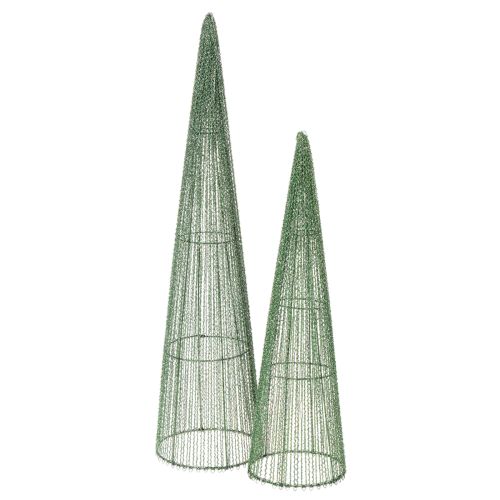 Metal flower cones, green, for floral arrangements, 62cm, 2 pieces