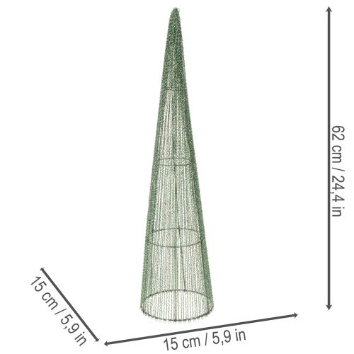 Metal flower cones, green, for floral arrangements, 62cm, 2 pieces | Floristik24.ie