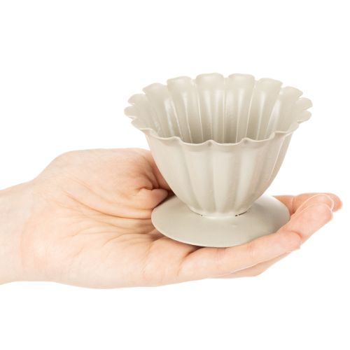 Bowl, goblet, flower calyx, cream-colored decoration, 9cm | Floristik24.ie