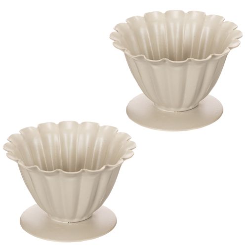 Bowl, goblet, flower calyx, cream-colored decoration, 9cm | Floristik24.ie