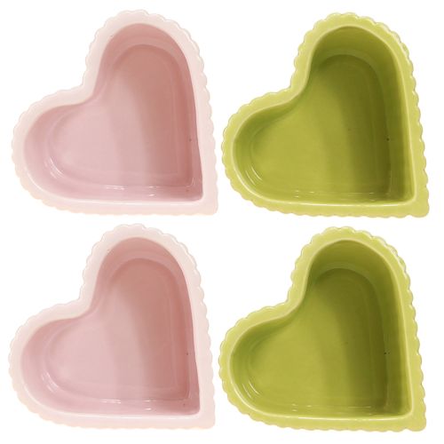 Product Ceramic Decoration Hearts Pastel Green Pink 11×10×6cm 4 pcs
