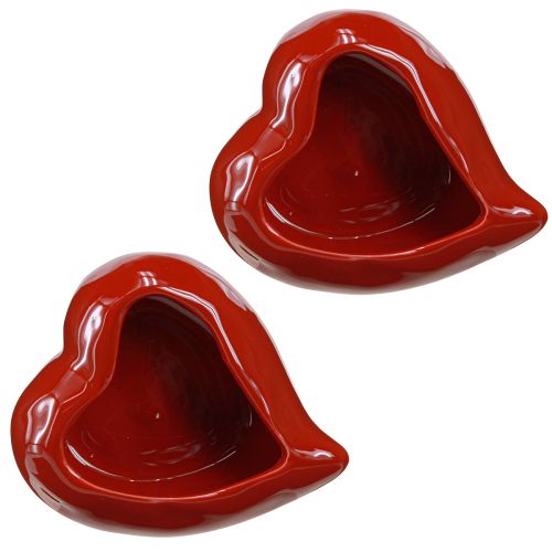 Product Ceramic Decorative Hearts Red Bowl Glossy 13×15×6.5cm 2 pcs