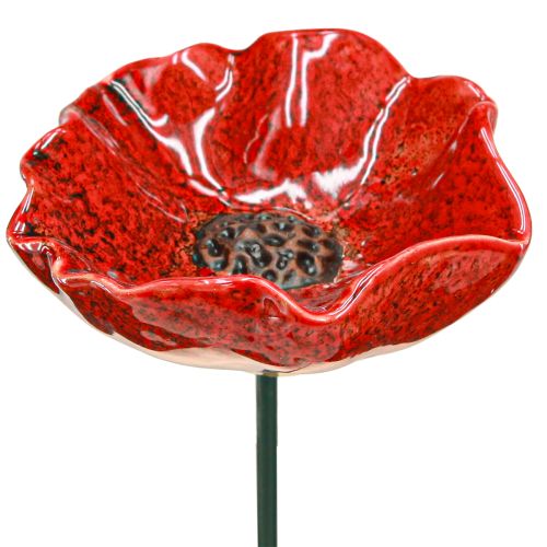 Floristik24 Ceramic decorative poppy flower garden stake poppy red Ø8cm 4 pieces